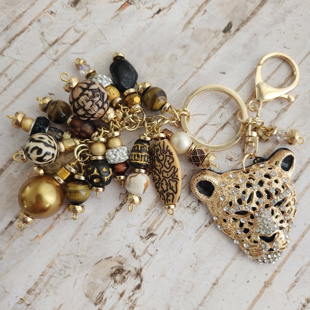 Leopard Purse Charm or Keychain Safari Tribal Handcrafted